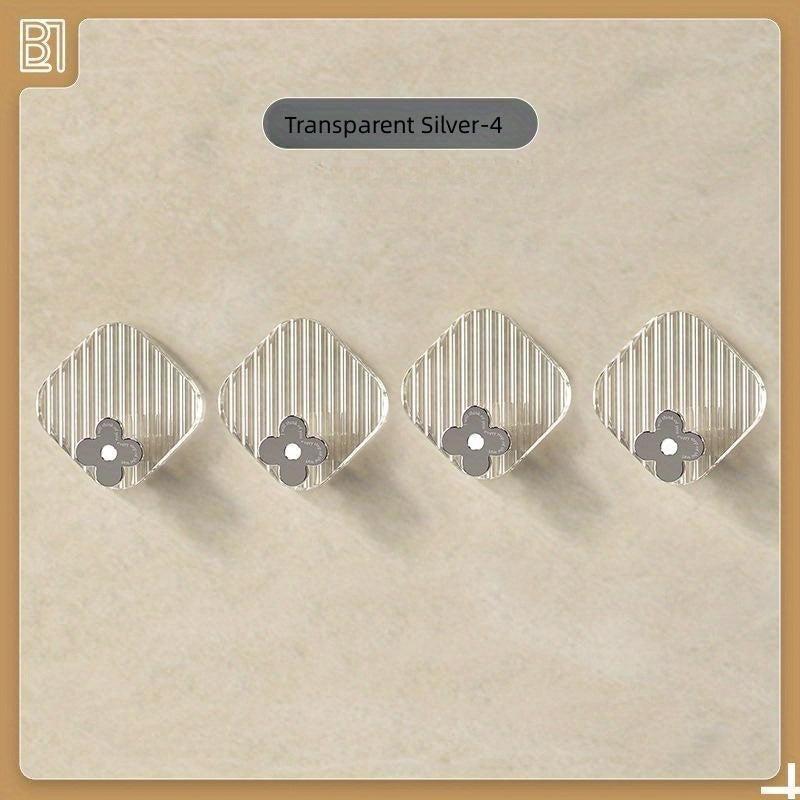 4pcs Self Adhesive Flower Utility Hooks for Bathroom Towel Hanger