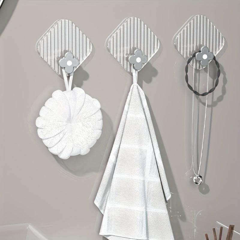 4pcs Self Adhesive Flower Utility Hooks for Bathroom Towel Hanger