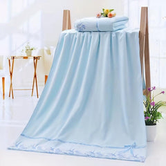 2pcs Embroidered Towel Set Soft Quick Dry Absorbent Towels for Bathroom