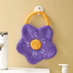 Flower Shaped Hanging Towel Coral Fleece Quick drying Fingertip Towel