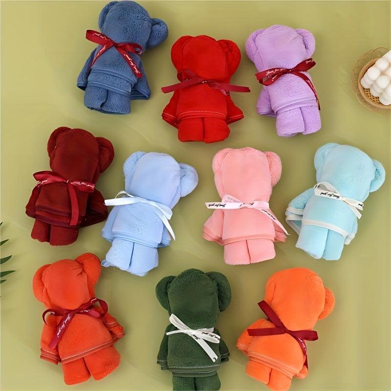 Bear Hand Towel Coral Velvet Soft Thickened Hand Towel