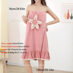 Flower Pattern Wearable Bath Towel for Adults Absorbent Bathrobe