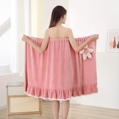 Flower Pattern Wearable Bath Towel for Adults Absorbent Bathrobe