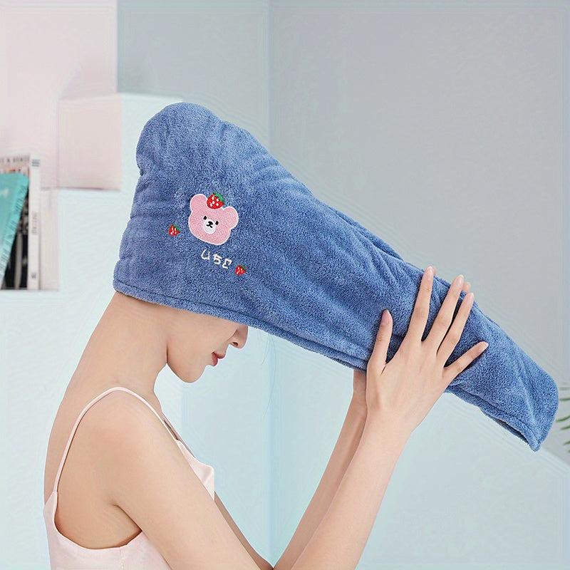 Embroidered Hair Towel Soft Hair Drying Cap Highly Absorbent Hair Wrap Towel