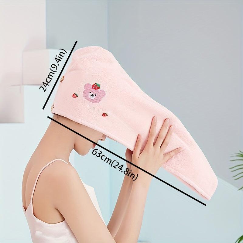 Embroidered Hair Towel Soft Hair Drying Cap Highly Absorbent Hair Wrap Towel
