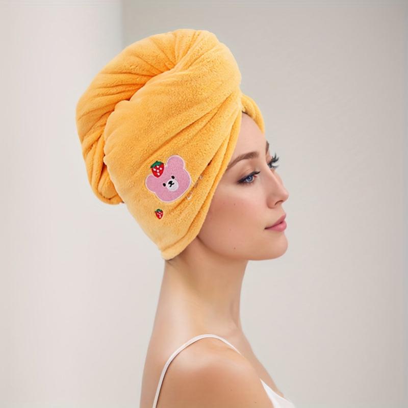 Embroidered Hair Towel Soft Hair Drying Cap Highly Absorbent Hair Wrap Towel
