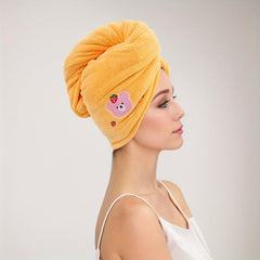 Embroidered Hair Towel Soft Hair Drying Cap Highly Absorbent Hair Wrap Towel