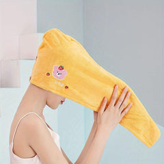 Embroidered Hair Towel Soft Hair Drying Cap Highly Absorbent Hair Wrap Towel