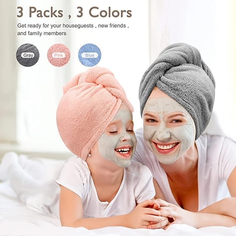Microfiber Hair Towel Hair Turbans for Wet Hair Drying Anti Frizz Pink Grey