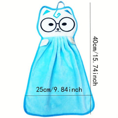 Cat Pattern Hanging Towel Absorbent Soft Towel