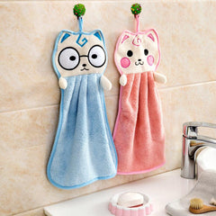 Cat Pattern Hanging Towel Absorbent Soft Towel