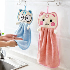 Cat Pattern Hanging Towel Absorbent Soft Towel