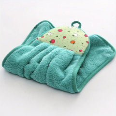 Soft Coral Velvet Fingertip Towel with Fruit Pattern Hangs for Drying Hands
