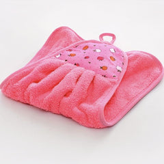 Soft Coral Velvet Fingertip Towel with Fruit Pattern Hangs for Drying Hands
