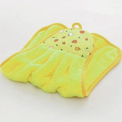 Soft Coral Velvet Fingertip Towel with Fruit Pattern Hangs for Drying Hands