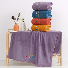 Embroidered Coral Fleece Bath Towel Soft Skin-friendly Absorbent Thickened Towel