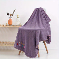 Embroidered Coral Fleece Bath Towel Soft Skin-friendly Absorbent Thickened Towel