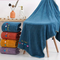 Embroidered Coral Fleece Bath Towel Soft Skin-friendly Absorbent Thickened Towel