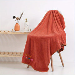 Embroidered Coral Fleece Bath Towel Soft Skin-friendly Absorbent Thickened Towel