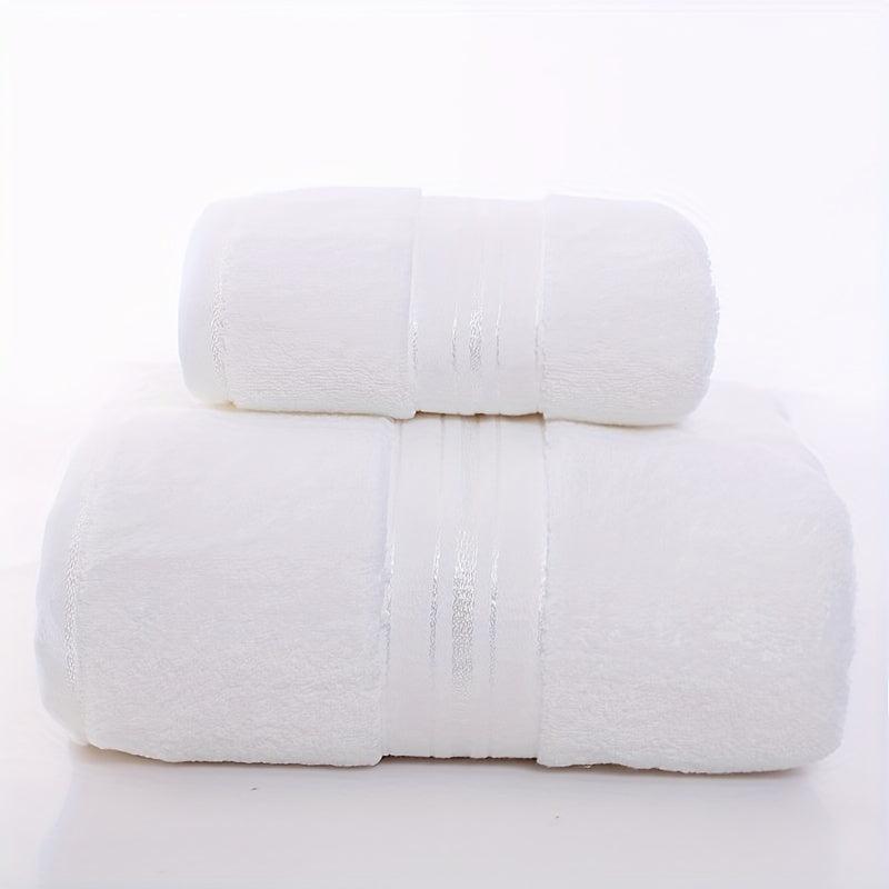 2pcs Soft Cotton Towel Set Thick Absorbent Bathroom Towels