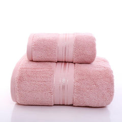 2pcs Soft Cotton Towel Set Thick Absorbent Bathroom Towels