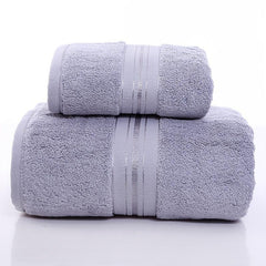 2pcs Soft Cotton Towel Set Thick Absorbent Bathroom Towels
