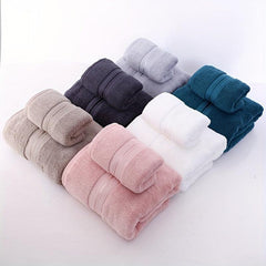 2pcs Soft Cotton Towel Set Thick Absorbent Bathroom Towels