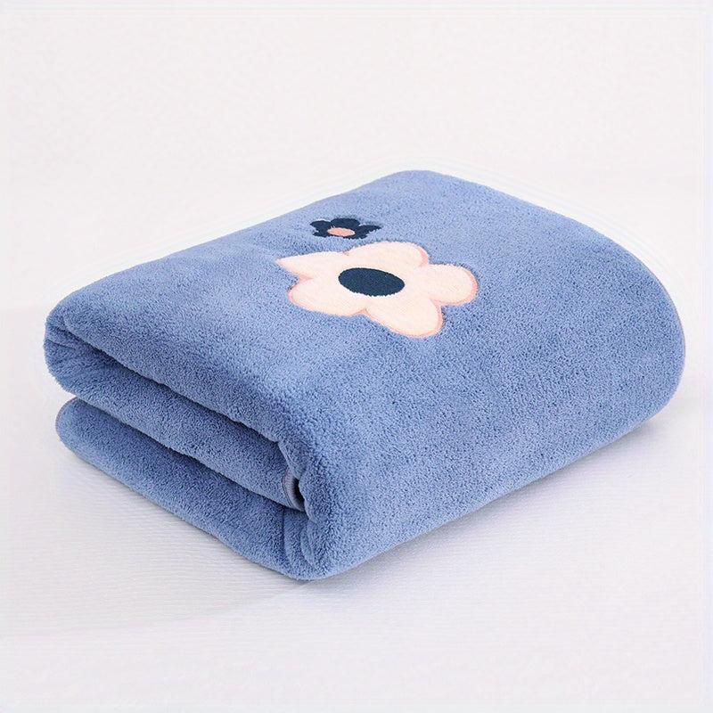 Soft Flower Pattern Bath Towel - Quick Dry & Absorbent - 55x12