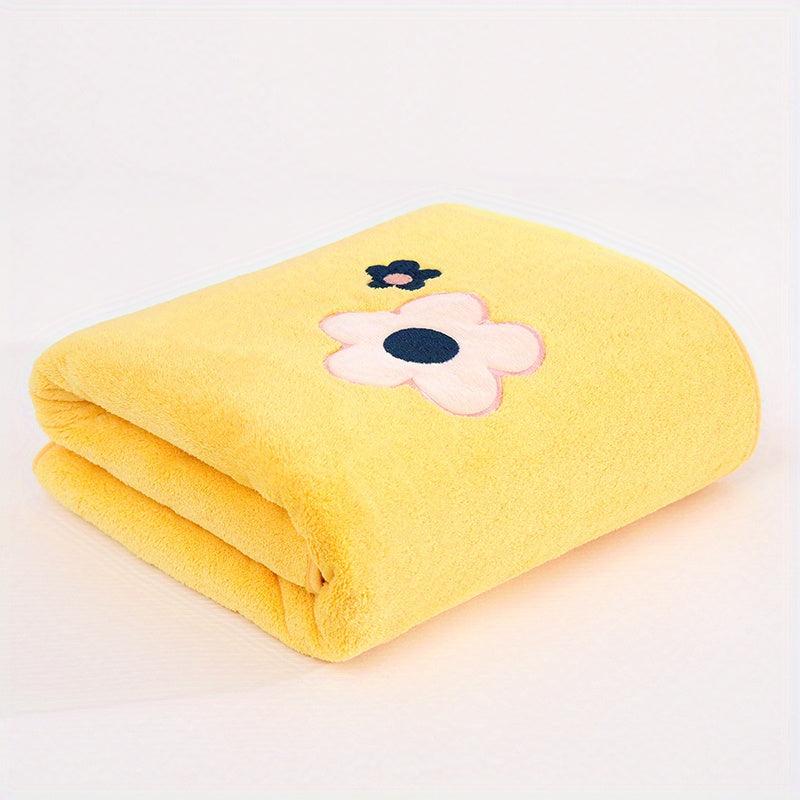 Soft Flower Pattern Bath Towel - Quick Dry & Absorbent - 55x12