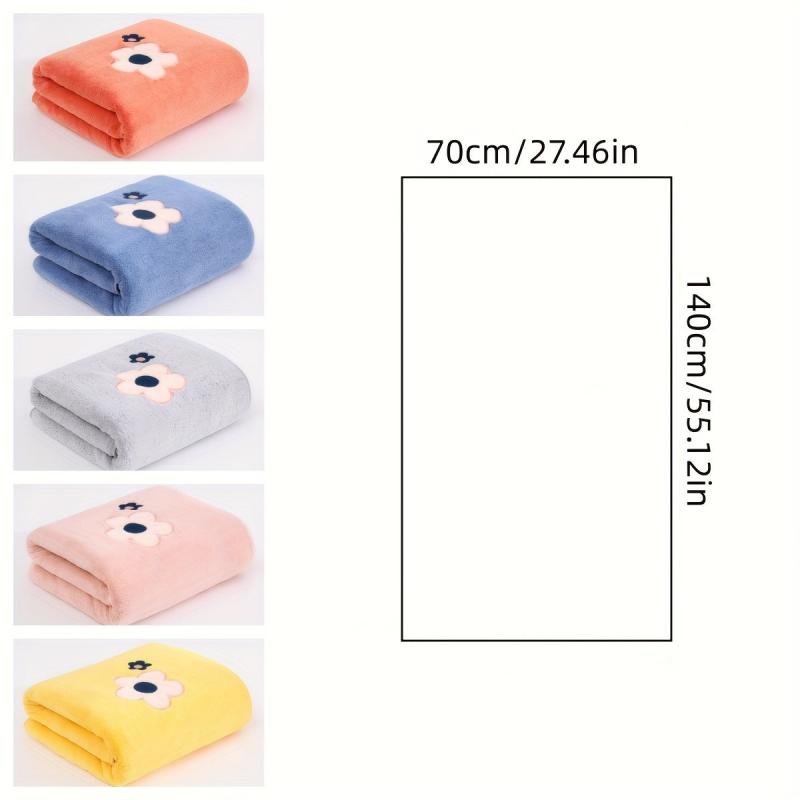 Soft Flower Pattern Bath Towel - Quick Dry & Absorbent - 55x12