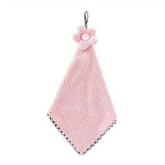 Coral Fleece Floral Hand Towel for Kitchen and Toilet