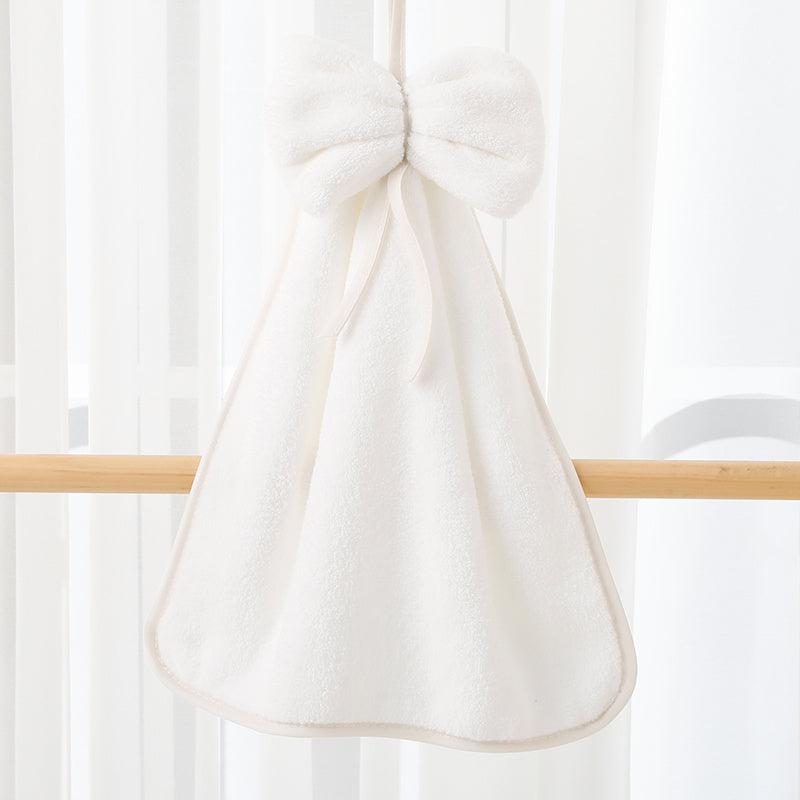 Coral Fleece Bowknot Towel for Bathroom with Hanging Loop