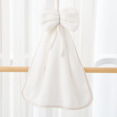 Coral Fleece Bowknot Towel for Bathroom with Hanging Loop