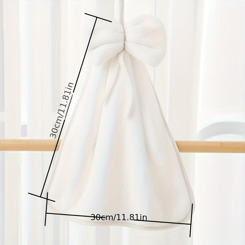 Coral Fleece Bowknot Towel for Bathroom with Hanging Loop