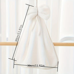 Coral Fleece Bowknot Towel for Bathroom with Hanging Loop