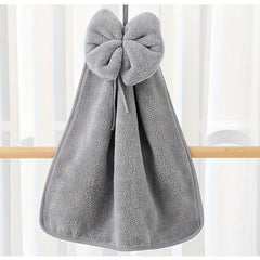 Coral Fleece Bowknot Towel for Bathroom with Hanging Loop