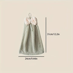 Coral Fleece Bow Decor Fingertip Towel Hanging Loop for Bathroom
