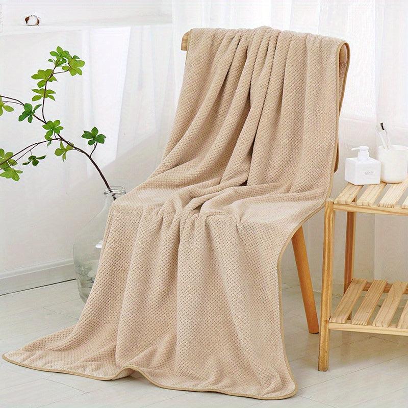 Adult Microfiber Bath Towel Solid Plaid Jacquard Coral Fleece Absorbent Bath Tow