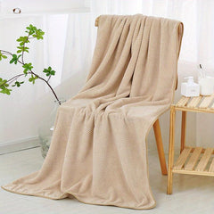 Adult Microfiber Bath Towel Solid Plaid Jacquard Coral Fleece Absorbent Bath Tow