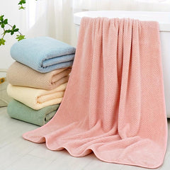 Adult Microfiber Bath Towel Solid Plaid Jacquard Coral Fleece Absorbent Bath Tow