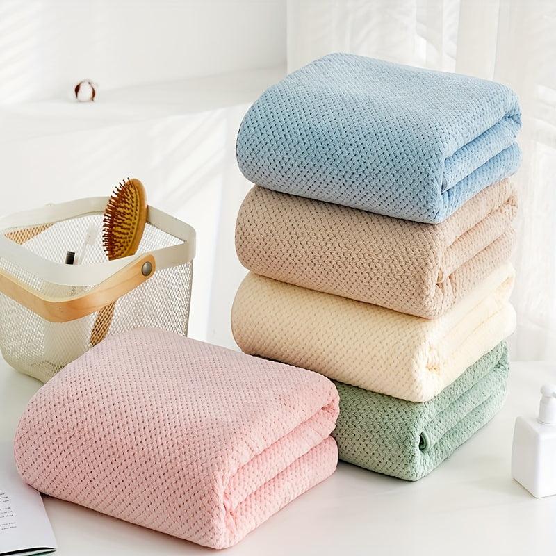 Adult Microfiber Bath Towel Solid Plaid Jacquard Coral Fleece Absorbent Bath Tow