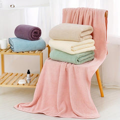 Adult Microfiber Bath Towel Solid Plaid Jacquard Coral Fleece Absorbent Bath Tow