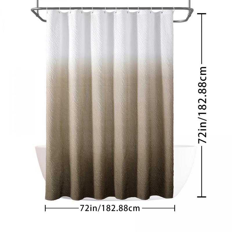 Brown 3D Embossed Shower Curtain Set with 12 Hooks