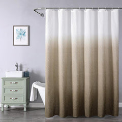 Brown 3D Embossed Shower Curtain Set with 12 Hooks