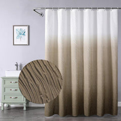 Brown 3D Embossed Shower Curtain Set with 12 Hooks