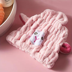 Cartoon Hair Drying Cap Coral Fleece Hair Towel Absorbent Quick drying