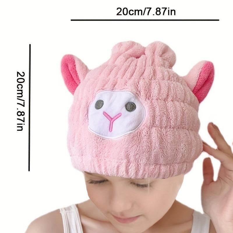 Cartoon Hair Drying Cap Coral Fleece Hair Towel Absorbent Quick drying