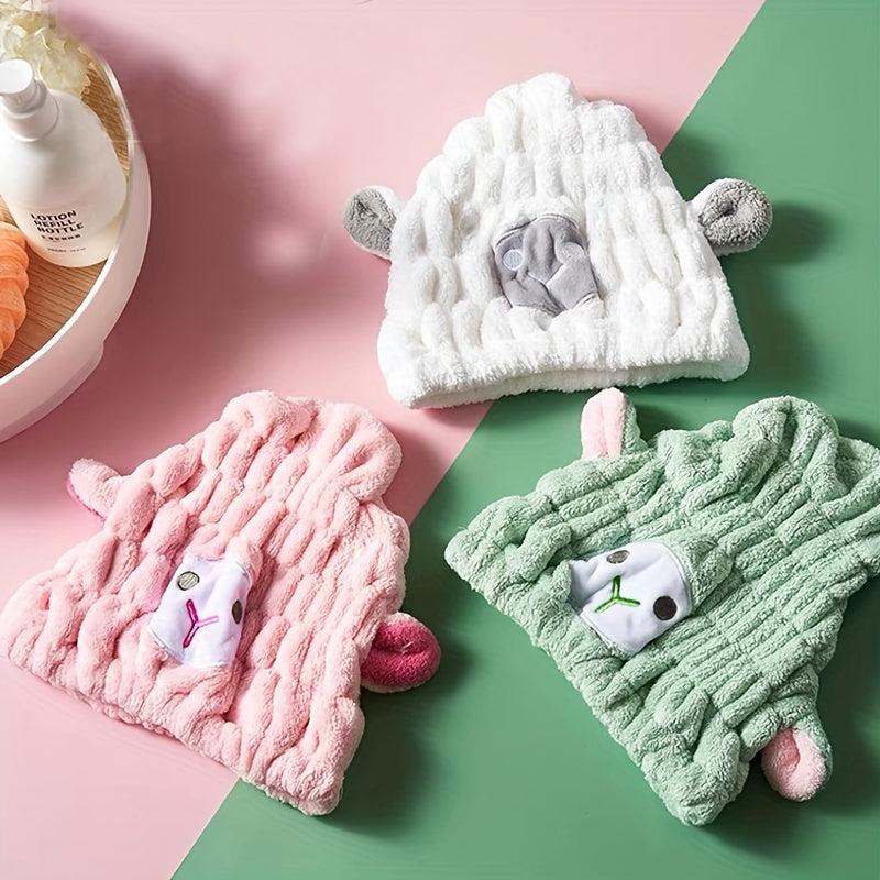 Cartoon Hair Drying Cap Coral Fleece Hair Towel Absorbent Quick drying