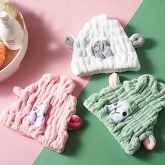 Cartoon Hair Drying Cap Coral Fleece Hair Towel Absorbent Quick drying