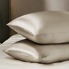 2pcs Taupe Satin Silk Pillowcase Set 20X30 Inches